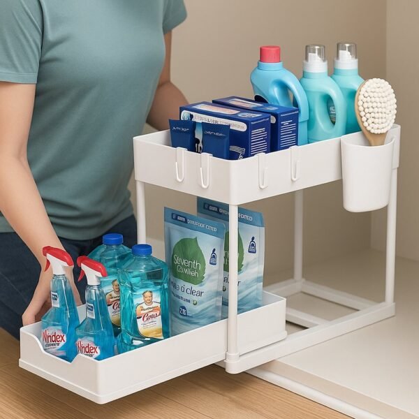 q07pd7jq5g-xl-1.jpg Organizador Multiuso 2 Níveis com Bandeja Corrediça - Branca