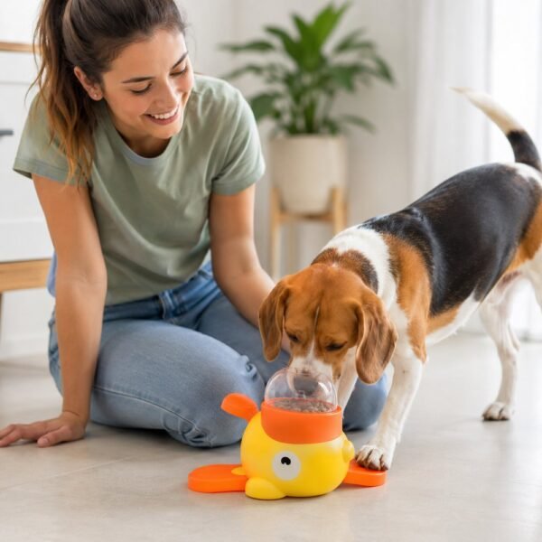 Petisqueira Alimentador de Pets Interativa Pato - Amarela