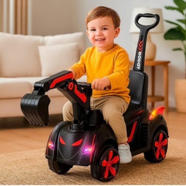 Retroescavadeira Elétrica Infantil Com Haste - Vermelha