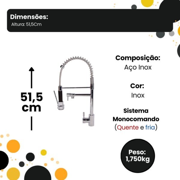 qsnin8ot8ml-xl-1.jpg Torneira de Mesa com Ducha Extensível Para Cozinha 51,5cm - Inox
