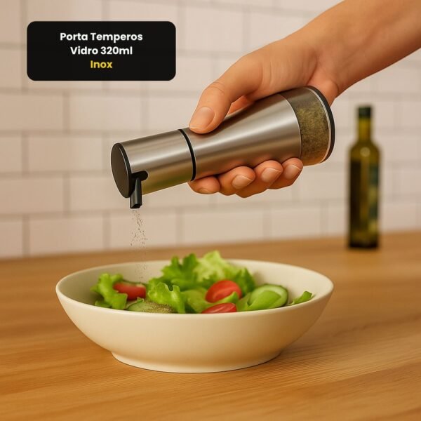 Porta Temperos Vidro 320ml - Inox