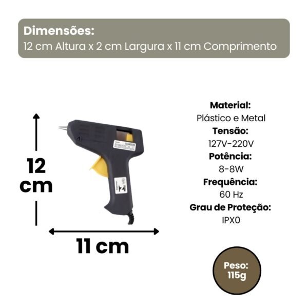 Pistola de Cola Quente Pequena Bivolt 8W - Preta