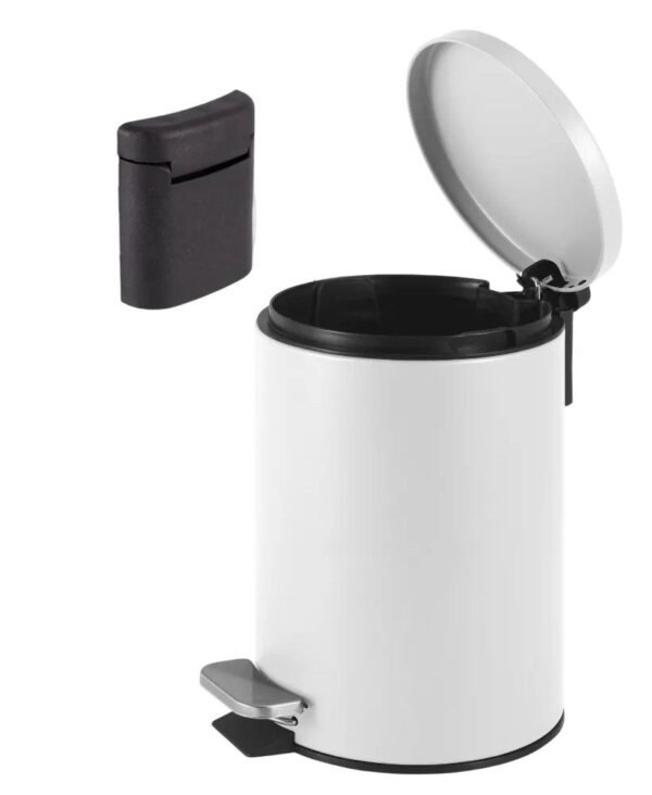 Lixeira Redonda com Pedal Multiuso Aço 5 litros - Branco Matte