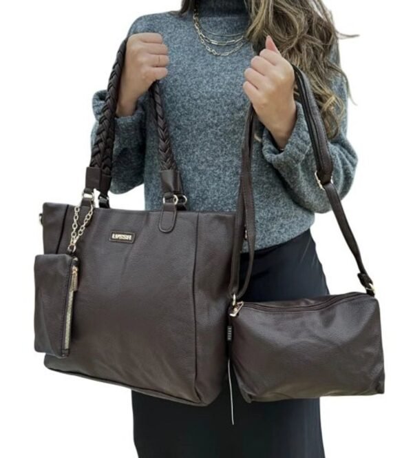 t7drf1flk3-xl.jpg Kit 3 Peças Bolsa Feminina Com Alça Trançada