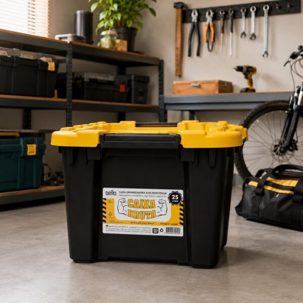 tal96l0m9y-xl-1.jpg Caixa Organizadora com Tampa Alta Resistência 25 Litros - Preta