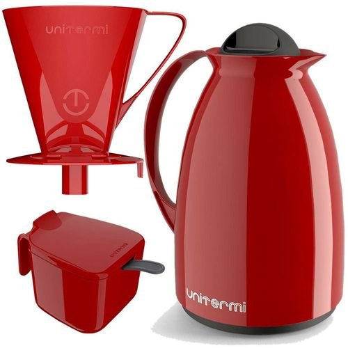 Kit Garrafa Termica Café Prático com Açucareiro com Colher e Suporte para Filtro
