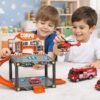 Estacionamento Bombeiros Infantil Pista Montar 13 Peças Carrinhos Helicóptero
