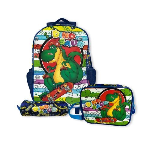 to7il1kstz-lg.jpg Kit Mochila Infantil Escolar com 3 peças Dinossauro