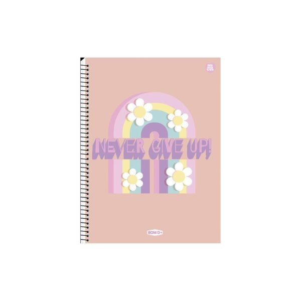 Caderno Universitário Feminino Capa Dura Never Give Up – 80 folhas