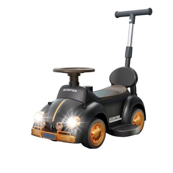 Carrinho fusca infantil com luzes e empurrador - Preto