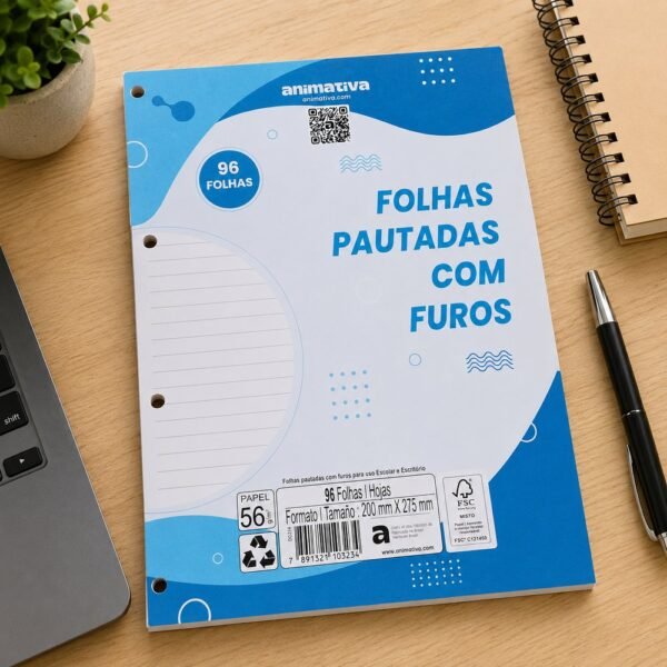 vpzyc5jktcg-xl-1.jpg Folha Pautada para Fichário 96 Folhas com Furos