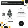 Cadeira Gamer Giratória - Cinza
