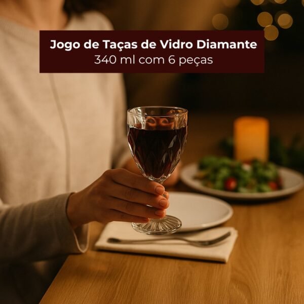 Jogo de Taças de Vidro Diamante 340 ml com 6 peças