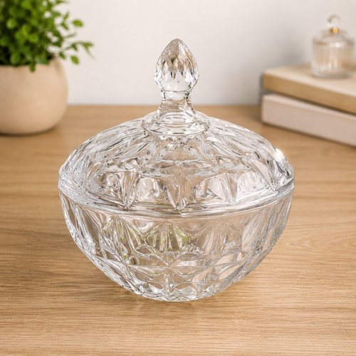 Bomboniere Diamond de Vidro com Tampa 19,5cm