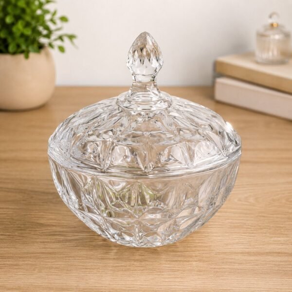 Bomboniere Diamond de Vidro com Tampa 19,5cm