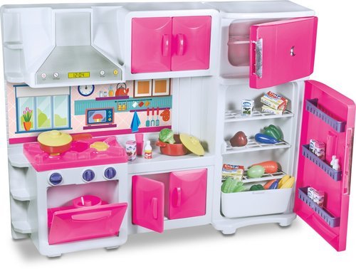 wphp3t0ukl-lg-2.jpg Cozinha de Brinquedo com Geladeira Armário fogão e Coifa - Rosa