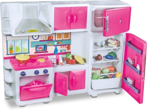 wphp3t0ukl-xl-1.jpg Cozinha de Brinquedo com Geladeira Armário fogão e Coifa - Rosa