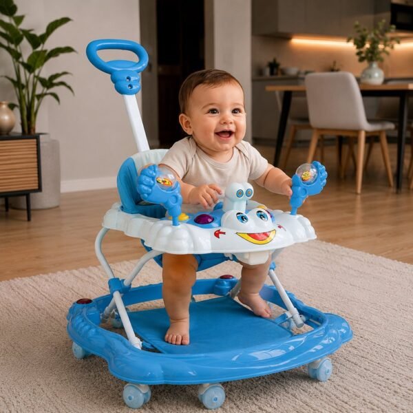 Andador Infantil com Empurrador Interativo - Azul