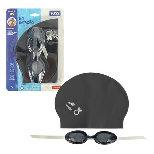 Kit De Natação Óculos Touca Protetor De Ouvido E Nariz