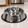 Comedouro Antiderrapante Redondo Grande Para Cachorro e Gato 30cm - Inox