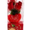Enfeite com Rosas Led e Coração - Vermelha