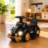 Carrinho fusca infantil com luzes e empurrador - Preto