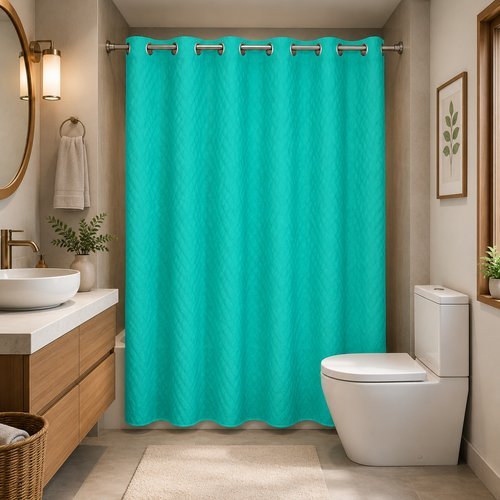 yz1cftec89g-lg.jpg Cortina de Box Estampa 3D com Ilhós 1,38m x 1,98m - Azul Tiffany