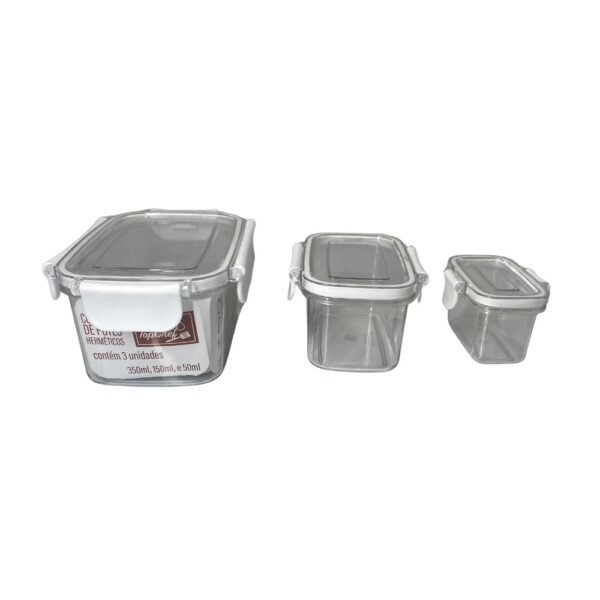 Conjunto 3 Pote Hermético Retangular