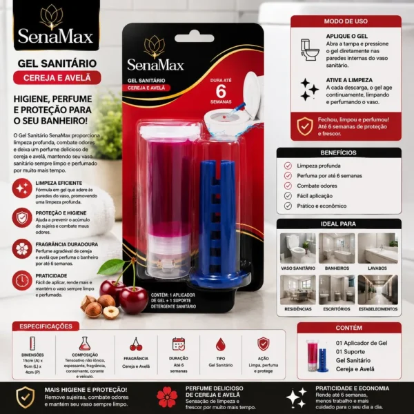 Gel Sanitário com Aplicador 37g - Cereja e Avelã - 4