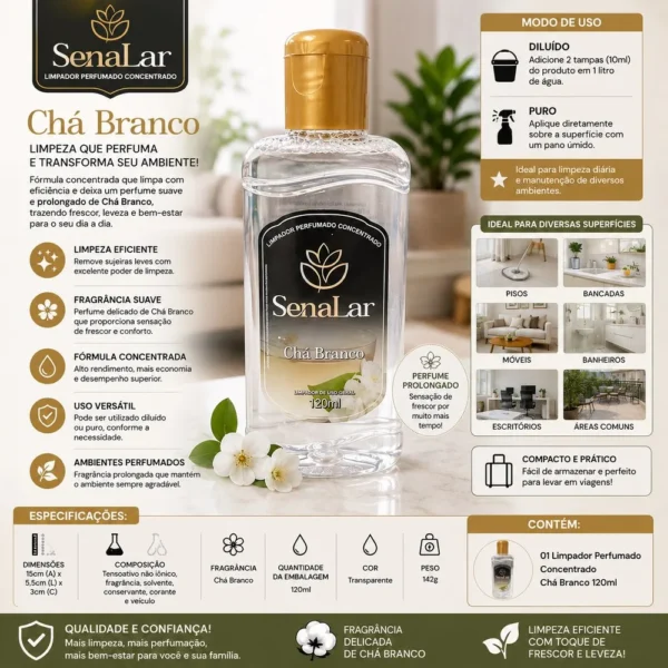 Limpador Perfumado Concentrado Chá Branco 120ml