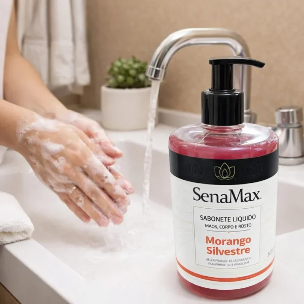 0000002804-3 Sabonete liquido para Mãos, corpo e rosto de Morango Silvestre 500ml - vermelho - 3