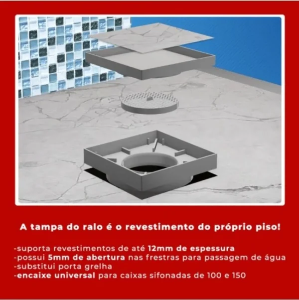 004-3 Ralo 10x10 Oculto Seca Piso/porcelanato Inteligente Branco - 3