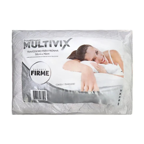Travesseiro de Poliéster Multivix Mácio Suporte Firme com Capa Matelada 50cm x 70cm - Branco - 3