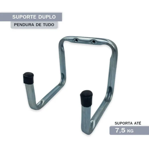 Suporte Cabide Pendura De Tudo Duplo 2 Ganchos - 4