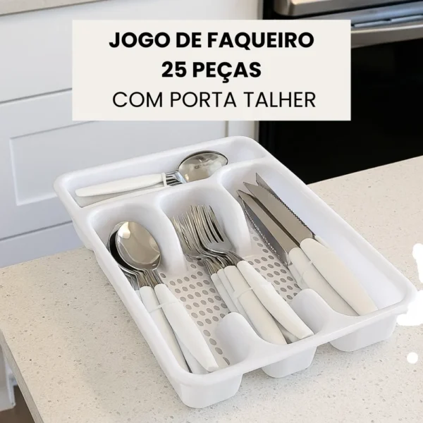 0308-BR-1 Jogo de Faqueiro 25 Peças com Porta Talher - 3