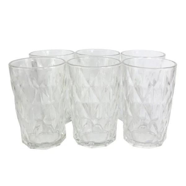 Conjunto 6 Copos de Vidro Diamante 370ml - 2