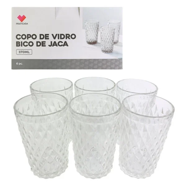 Conjunto 6 Copos de Vidro Bico de Jaca 370ml