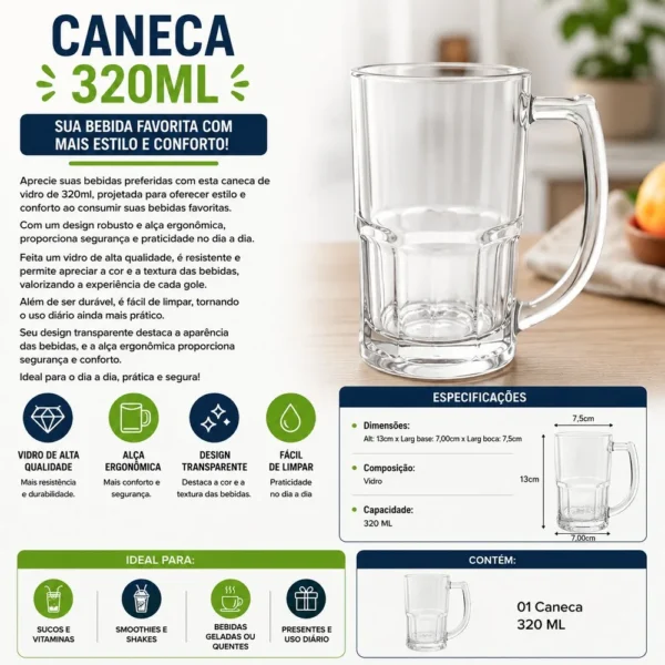 Caneca de Vidro Vitamina 320 ML - 5