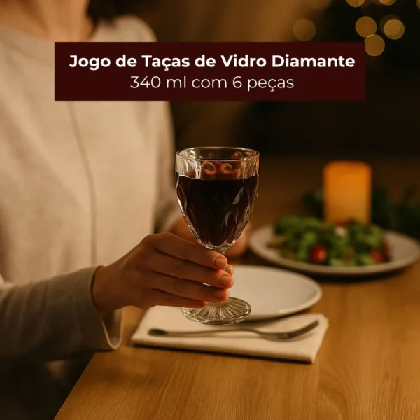 0550EG-3 Jogo de Taças de Vidro Diamante 340 ml com 6 peças - 3