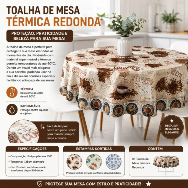 Toalha de Mesa Térmica Redonda Sortida 1,35cm - 2