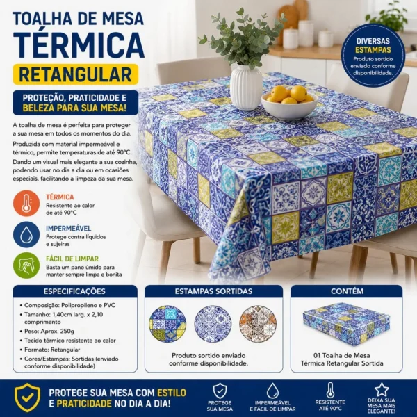Toalha de Mesa Térmica Retangular Sortida 1,40x2,10cm - 3