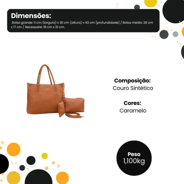 067-CR-1 Kit 3 Peças Bolsa Feminina Estilo Tote - 3