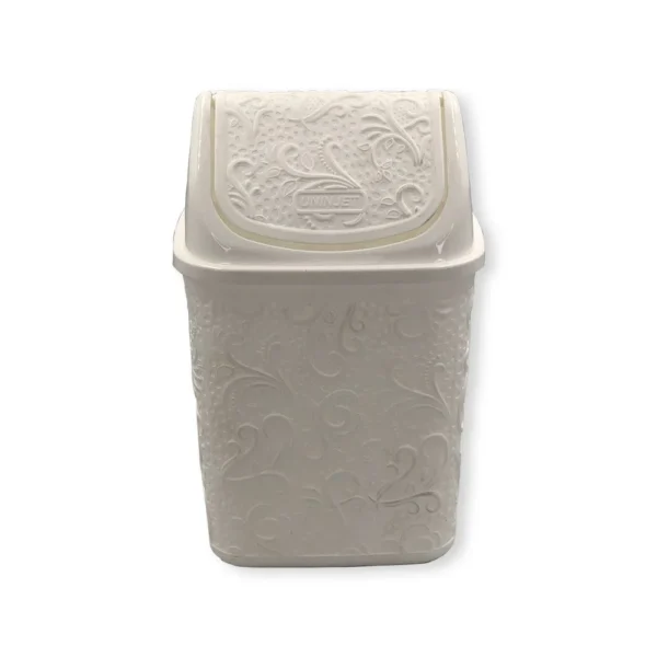 Cesto de Lixo Basculante Renda Floral 4,5 litros Branco - 4