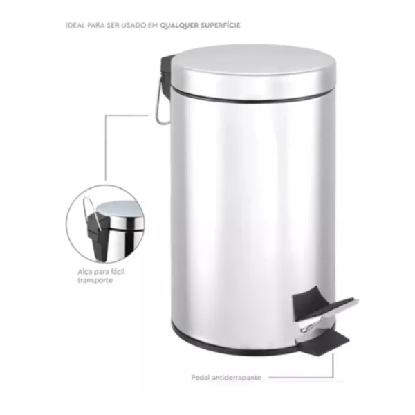 Lixeira Inox Redonda Multiuso - 3 Litros - 2