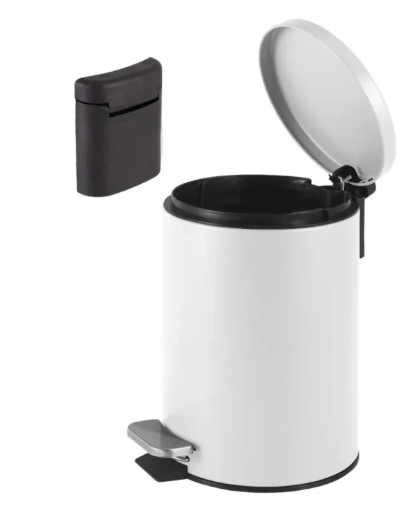 1.26071.02.0001-4 Lixeira Redonda com Pedal Multiuso Aço 5 litros - Branco Matte - 4