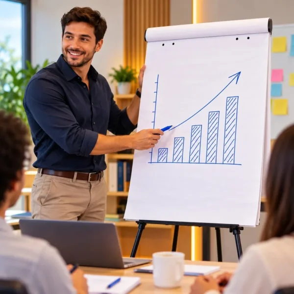 10032-4 Bloco Flip Chart Anotações Aulas Palestras Folhas Papel 50 Folhas 630 x 800mm -Branco