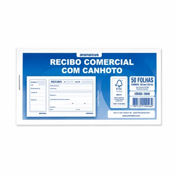 Bloco Controle de Recibo 50 Folhas -Azul - 2