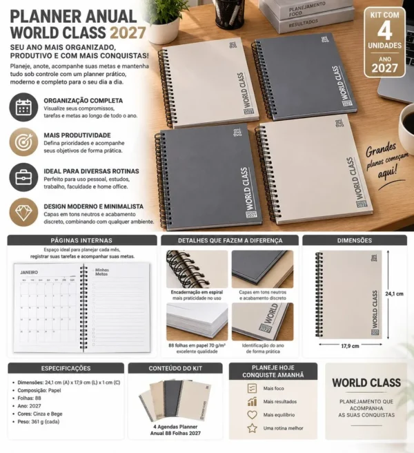 10132-6 Kit 4 Agendas Planner Anual 88 Folhas 2027 - 6