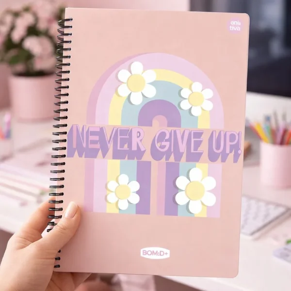 Caderno Universitário Feminino Capa Dura Never Give Up – 80 folhas - 3