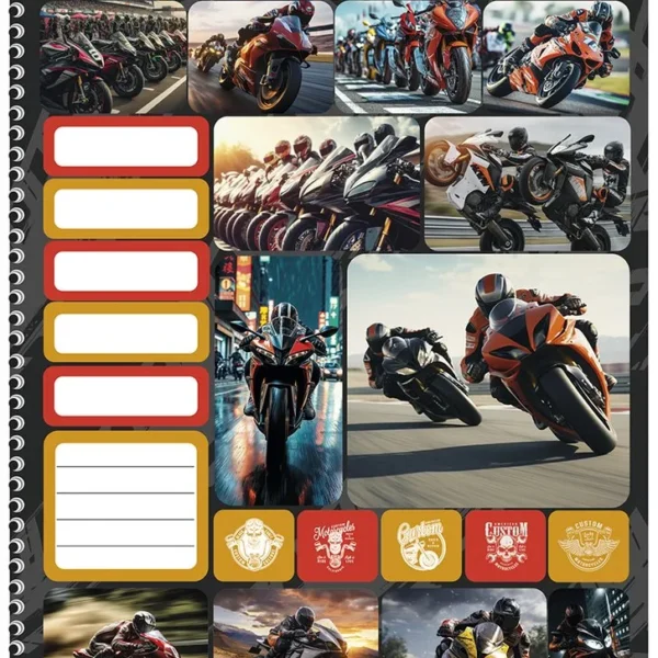 10168-2 Caderno Universitário Moto Radical 10 Matérias – 160 folhas - 2